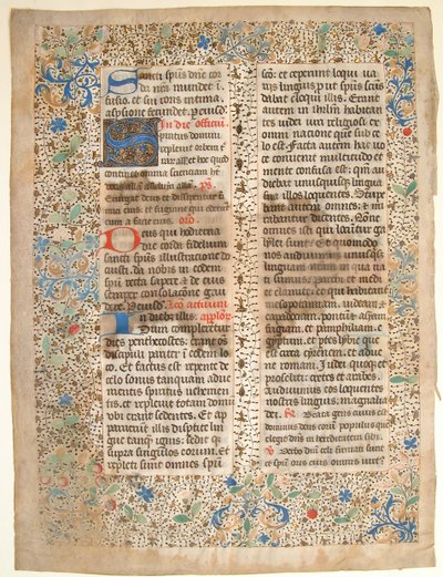 Hoja de manuscrito de un misal, francés, mediados del siglo XV de Unbekannt