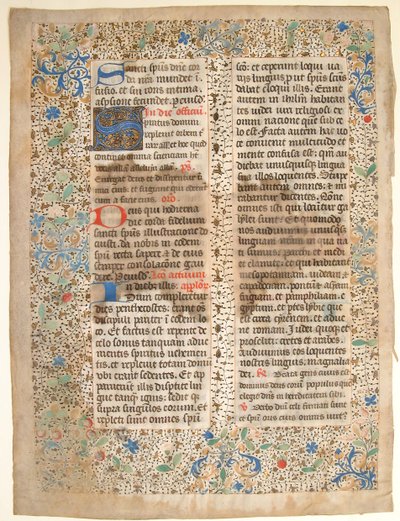 Hoja de manuscrito de un misal, mediados del siglo XV de Unbekannt