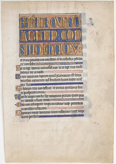 Hoja de manuscrito de un Salterio Real, 1250-70 de Unbekannt