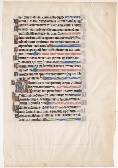 Hoja de manuscrito de un salterio real, siglo XIII de Unbekannt