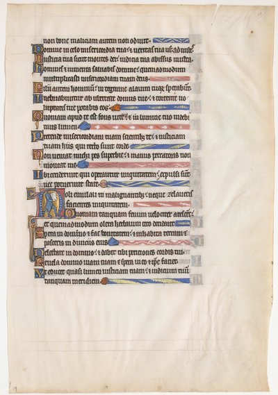 Hoja de manuscrito de un Salterio Real, británico, siglo XIII de Unbekannt