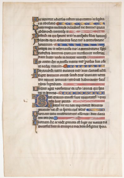 Hoja de manuscrito de un Salterio Real, británico, siglo XIII de Unbekannt