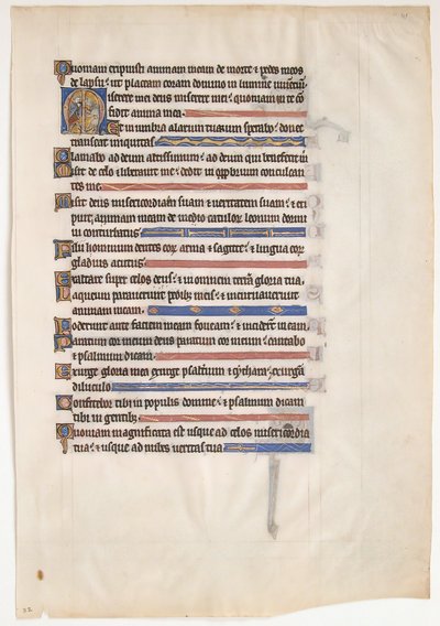 Hoja de manuscrito de un Salterio Real, británico, siglo XIII de Unbekannt