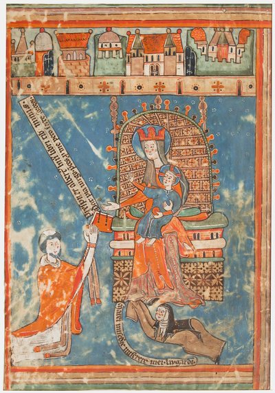 Hoja de manuscrito con dedicación de un libro a la Virgen de Unbekannt