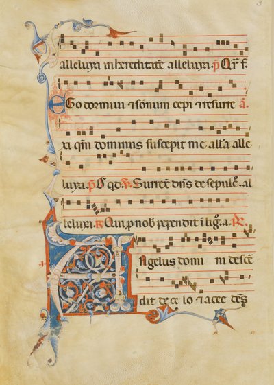 Hoja de manuscrito con Inicial Foliada A, de un Antifonario, italiano, siglo XIV de Unbekannt