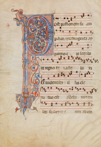 Hoja de Manuscrito con Inicial Foliada P, de un Antifonario, Italiano, ca. 1250-60 de Unbekannt