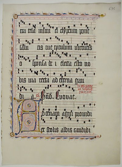 Hoja de manuscrito con inicial A, de un antifonario, alemán, segundo cuarto del siglo XV de Unbekannt