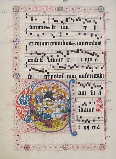 Hoja de Manuscrito con Inicial C, de un Gradual, Alemán, segundo cuarto del siglo XV de Unbekannt