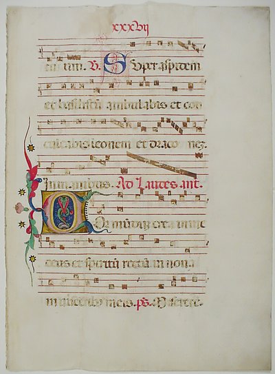 Hoja de manuscrito con inicial C, de un antifonario, italiano, siglo XV de Unbekannt