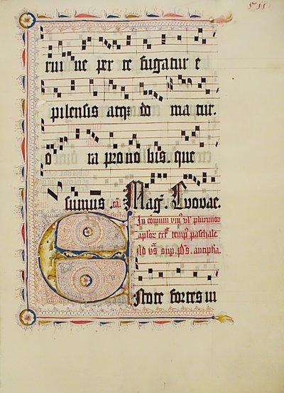 Hoja de manuscrito con inicial E, de un antifonario, alemán, segundo cuarto del siglo XV de Unbekannt