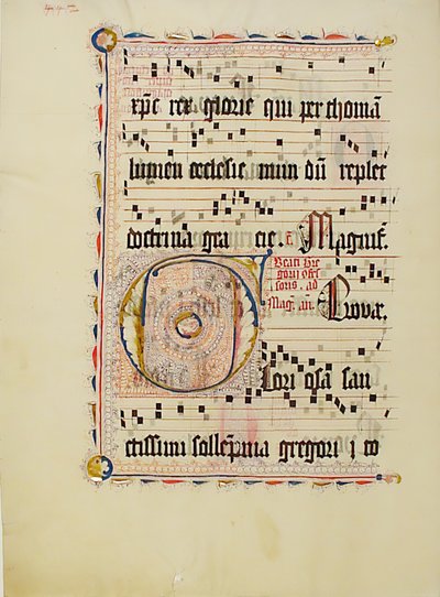 Hoja de manuscrito con inicial F, de un antifonario, alemán, segundo cuarto del siglo XV de Unbekannt