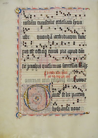 Hoja de Manuscrito con Inicial G, de un Antifonario, Alemán, segundo cuarto del siglo XV de Unbekannt