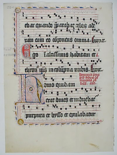 Hoja de manuscrito con inicial H, de un antifonario, alemán, segundo cuarto del siglo XV de Unbekannt