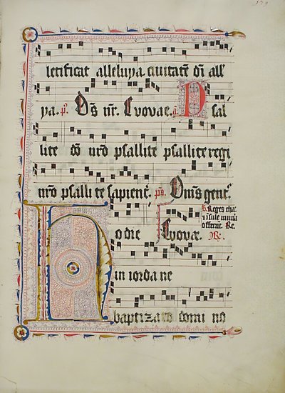 Hoja de manuscrito con inicial H, de un antifonario, alemán, segundo cuarto del siglo XV de Unbekannt