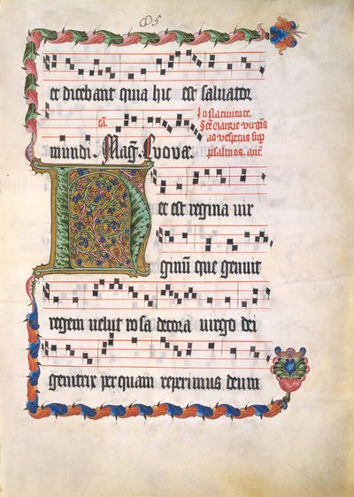 Hoja de manuscrito con inicial H, de un antifonario, segundo cuarto del siglo XV de Unbekannt