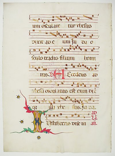 Hoja de manuscrito con Inicial I, de un Antifonario, italiano, siglo XV de Unbekannt