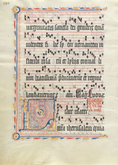 Hoja de manuscrito con la inicial L, de un antifonario, alemana, segundo cuarto del siglo XV de Unbekannt