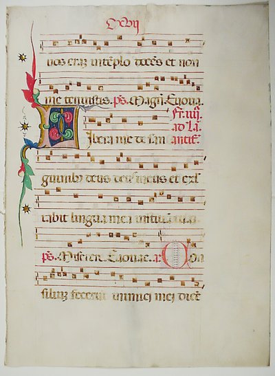 Hoja de manuscrito con inicial L, de un antifonario, italiano, siglo XV de Unbekannt