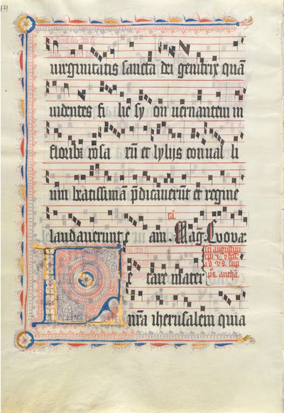 Hoja de Manuscrito con Inicial L, de un Antifonario, segundo cuarto del siglo XV de Unbekannt