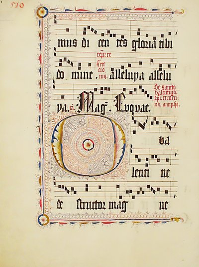 Hoja de manuscrito con Inicial O, de un Antifonario, alemán, segundo cuarto del siglo XV de Unbekannt