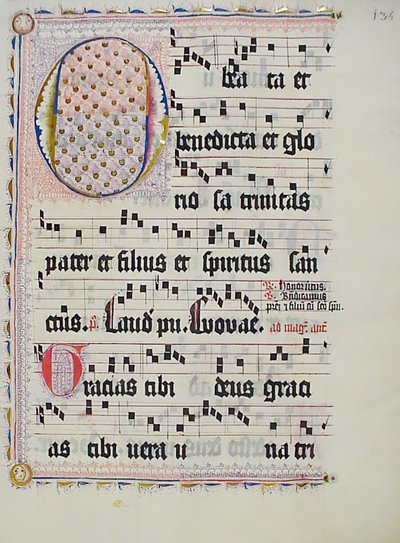 Hoja de manuscrito con Inicial O, de un Antifonario, alemán, segundo cuarto del siglo XV de Unbekannt