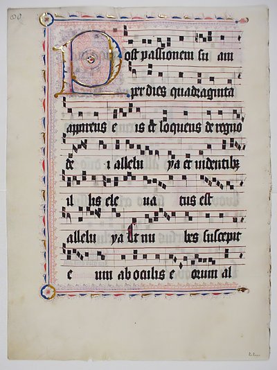 Hoja de Manuscrito con Inicial P, de un Antifonario, alemán, segundo cuarto del siglo XV de Unbekannt