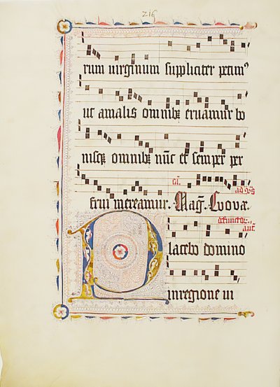Hoja de manuscrito con inicial P, de un antifonario, alemán, segundo cuarto del siglo XV de Unbekannt