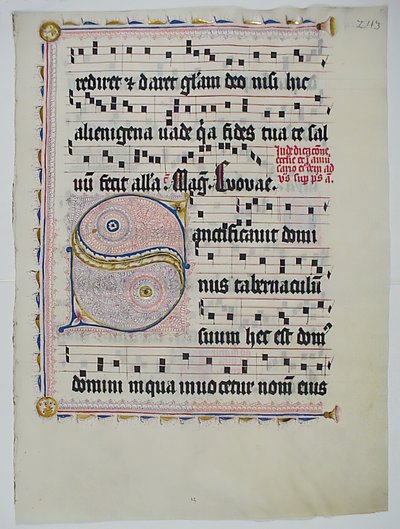 Hoja de manuscrito con inicial S, de un antifonario, alemán de Unbekannt