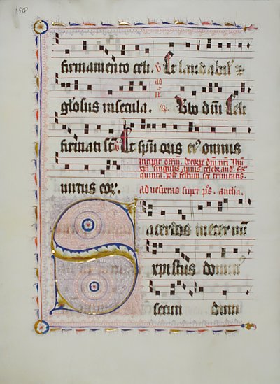 Hoja de manuscrito con inicial S, de un antifonario, alemán, segundo cuarto del siglo XV de Unbekannt