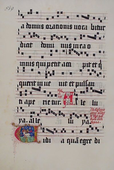 Hoja de Manuscrito con Inicial V, de un Gradual, Alemán, segundo cuarto del siglo XV de Unbekannt
