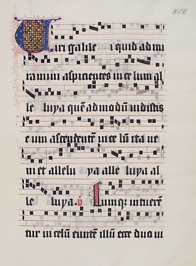 Hoja de manuscrito con inicial V, de un gradual, alemán, segundo cuarto del siglo XV de Unbekannt