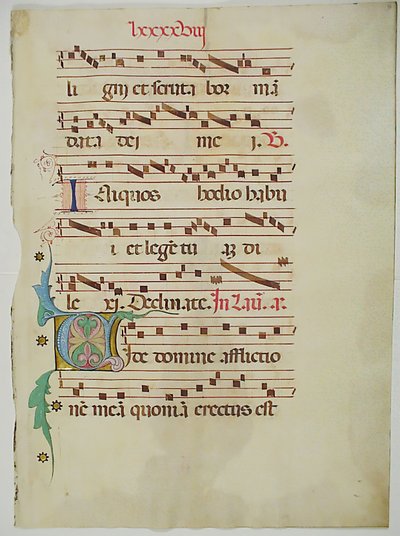 Hoja de manuscrito con inicial V, de un antifonario, italiano, siglo XV de Unbekannt