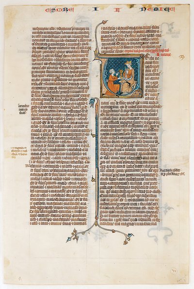Hoja de Manuscrito con la Apertura del Libro de Nehemías, de una Biblia, ca. 1280-1300 de Unbekannt