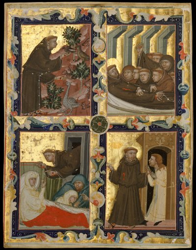 Hoja de manuscrito con escenas de la vida de San Francisco de Asís de Unbekannt