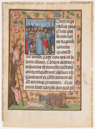 Hoja de manuscrito con la traición, de un libro de horas, ca. 1500 de Unbekannt