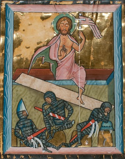 Hoja de manuscrito con la Resurrección, de un Salterio, alemán, mediados del siglo XIII de Unbekannt