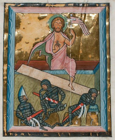 Hoja de manuscrito con la Resurrección, de un Salterio, mediados del siglo XIII de Unbekannt