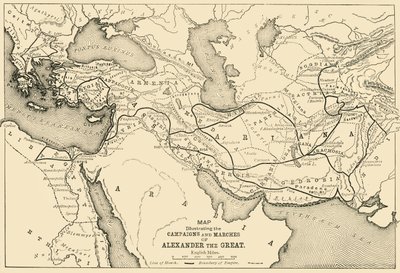 Mapa Ilustrando las Campañas y Marchas de Alejandro Magno, 1890 de Unbekannt