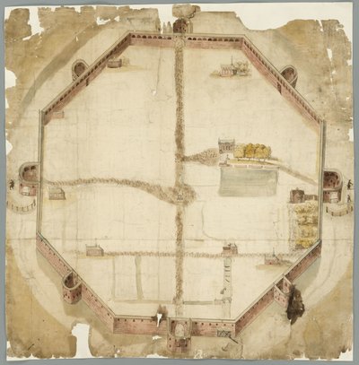  Mapa de 1530 que muestra las murallas de La Haya (Países Bajos), proyectadas pero nunca ejecutadas de Unbekannt