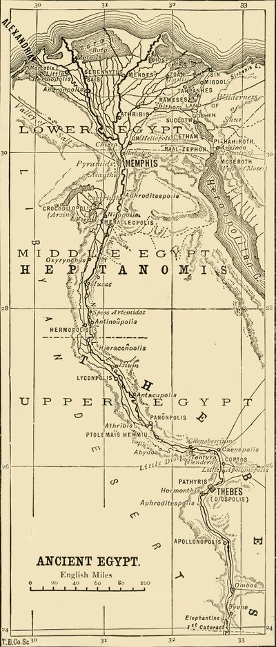 Mapa del Antiguo Egipto, 1890 de Unbekannt