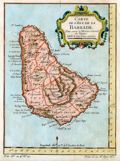 Mapa de Barbados, c1758 de Unbekannt