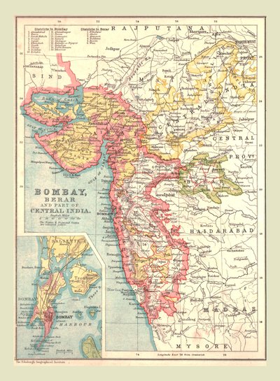 Mapa de Bombay, Berar y parte de la India Central, 1902 de Unbekannt