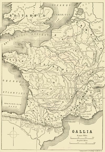 Mapa de la Galia y parte de Bretaña de Unbekannt