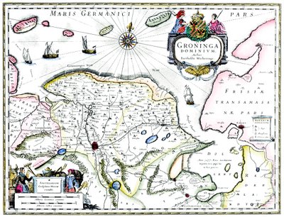 Mapa de Groningen, Países Bajos, siglo XVII de Unbekannt