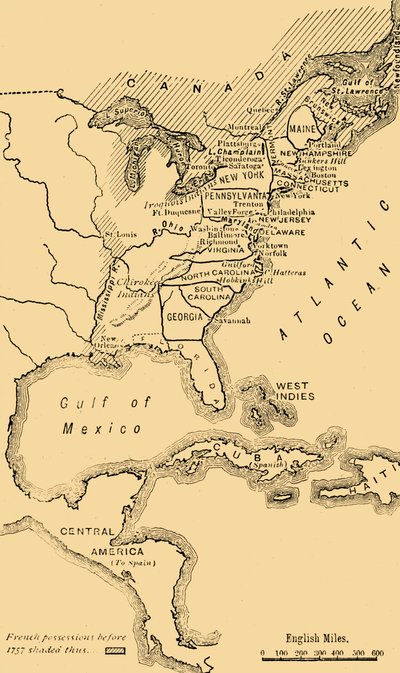 Mapa de América del Norte, Ilustrando la Guerra de Independencia Americana, c1785, 1890 de Unbekannt