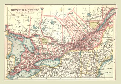 Mapa de Ontario y Quebec, 1902 de Unbekannt