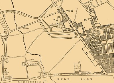 Mapa de Paddington, en 1815, c. 1876 de Unbekannt