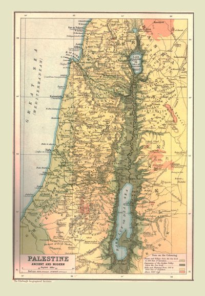 Mapa de Palestina, antigua y moderna, 1902 de Unbekannt