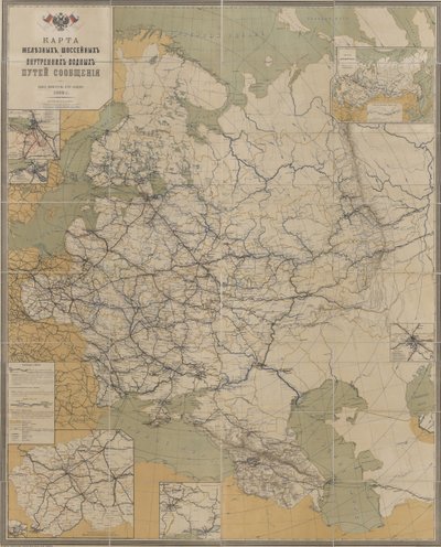 Mapa de carreteras, ferrocarriles y vías navegables interiores del Imperio Ruso, 1893 de Unbekannt