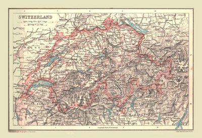 Mapa de Suiza, 1902 de Unbekannt